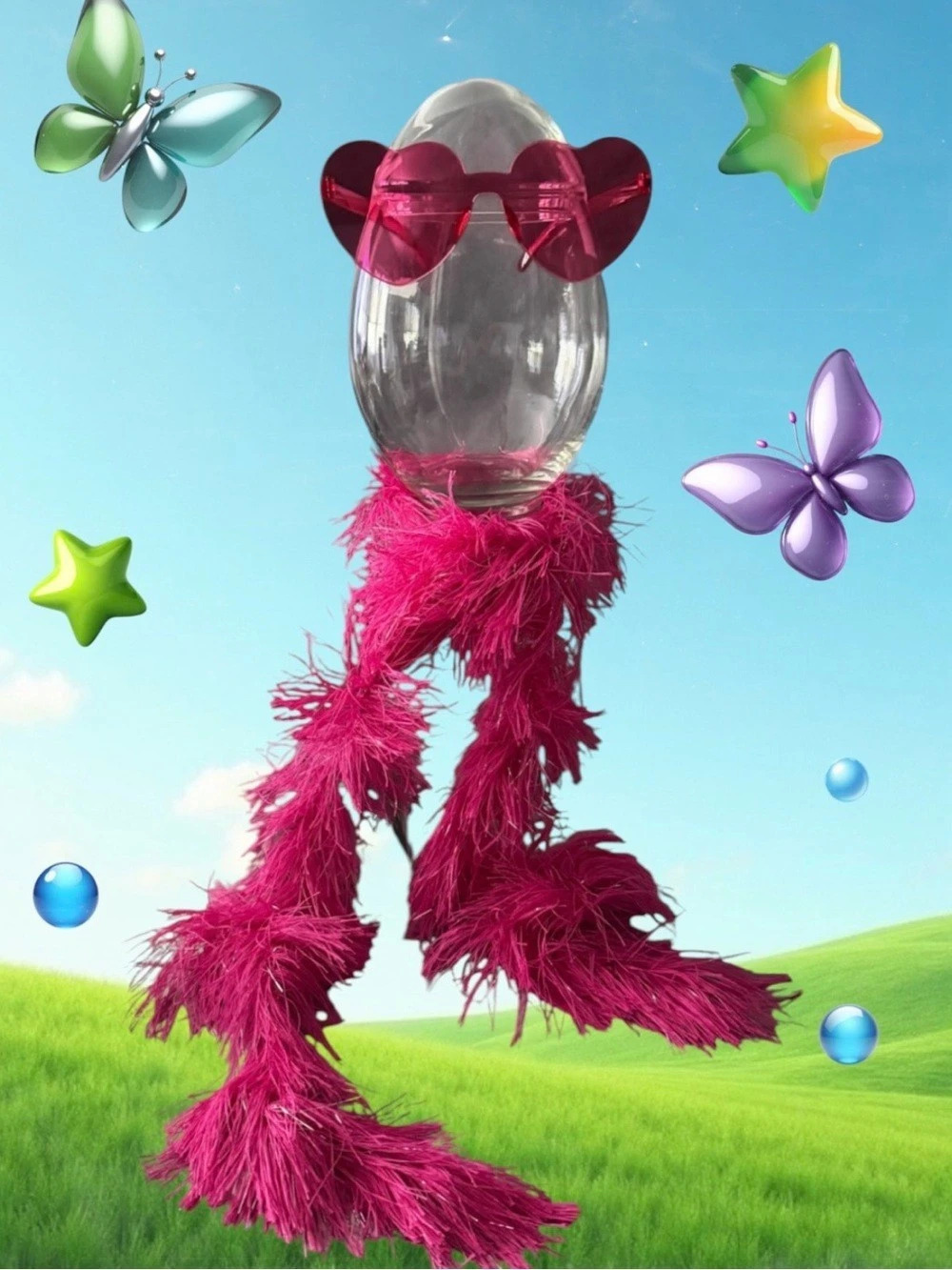 $8 Add-on | Pink Heart Sunglasses & Tinsel Boa Set